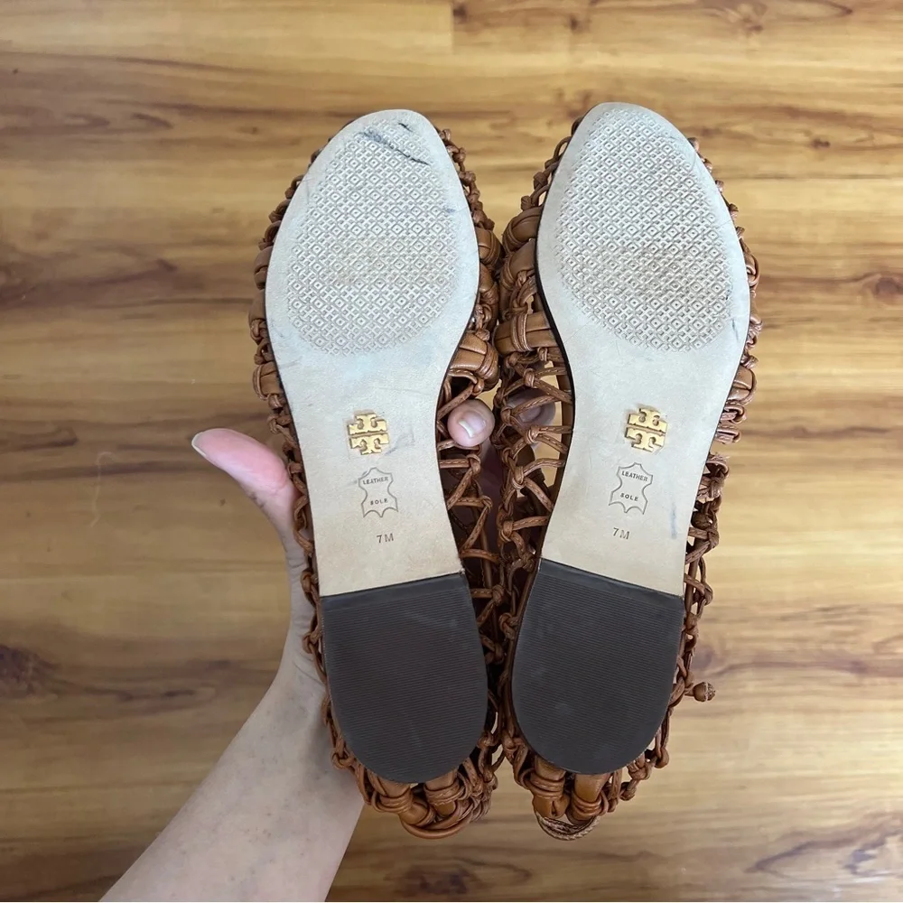 Tory Burch Brown Woven Lace-Up Flat - Picture 5 of 5